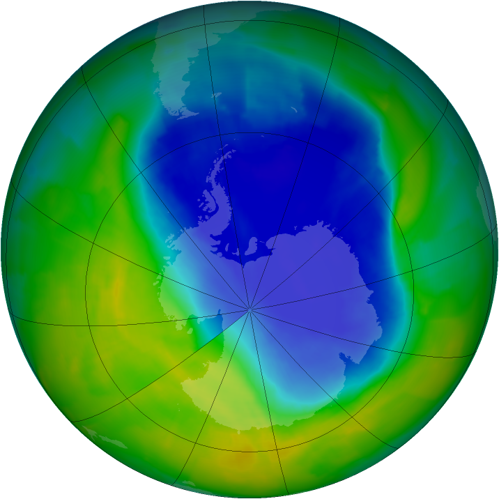 Antarctic ozone map for 19 November 2011